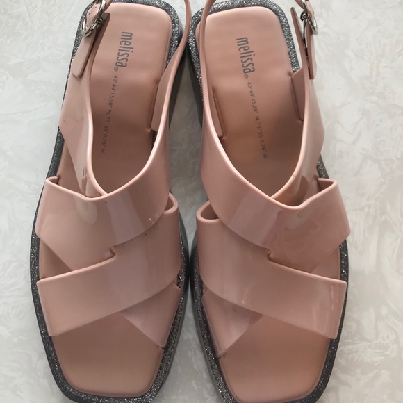 Melissa Melrose Blush Pink Silver Glitter Sandals - Picture 3 of 4
